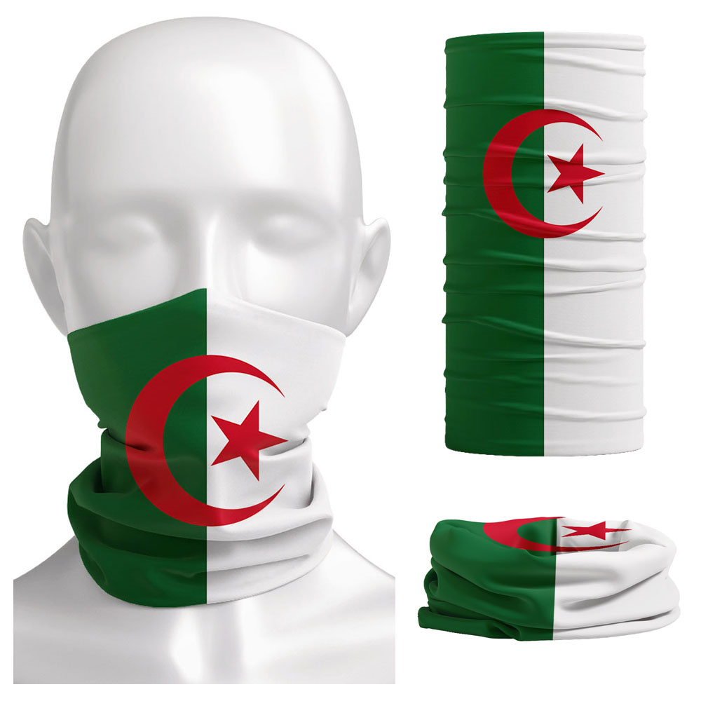 Neck Gaiter Face Cover - Algeria Vlag Bedrukt Bandana Hoofddeksels Rijden