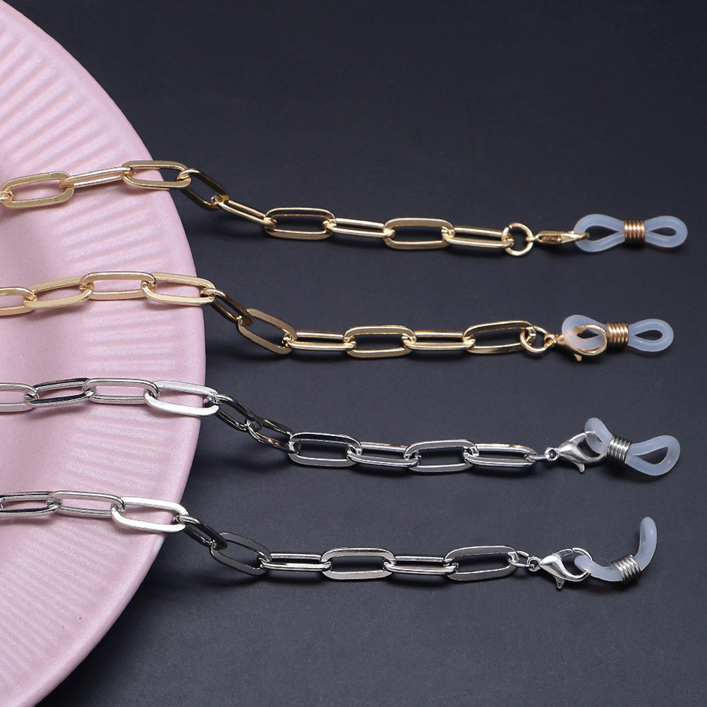 Mask Chain Holder - Gouden paperclip-maskerkoord met ketting, geschikt voor